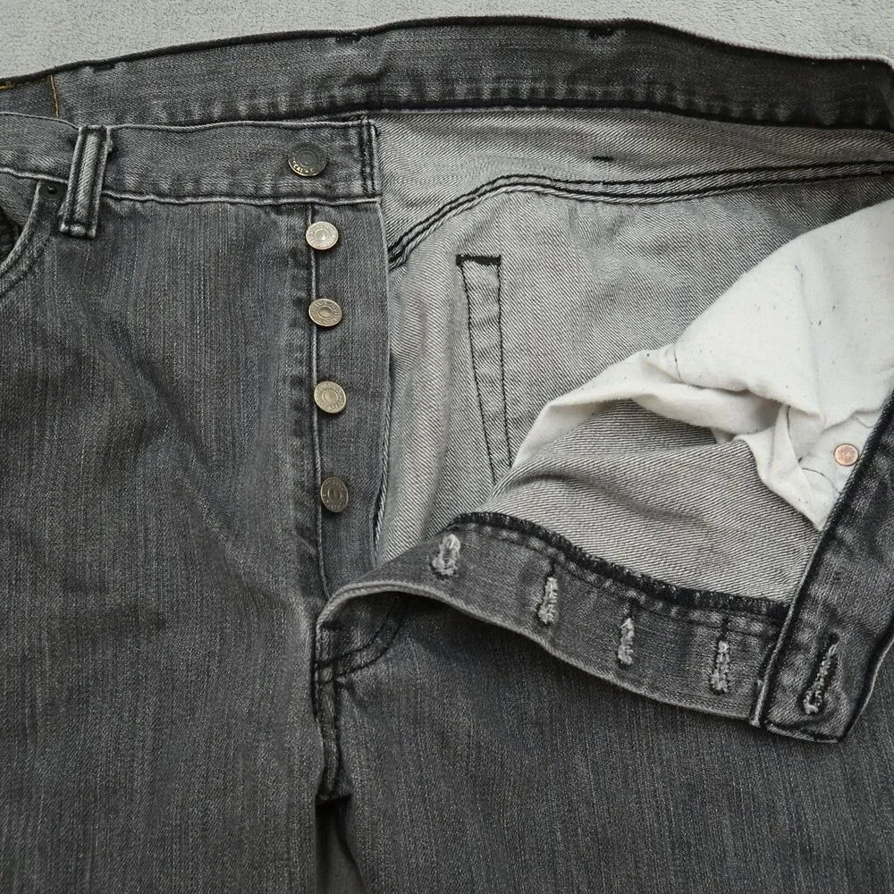 Levi's 501 Jeans Mens Size 38x34 Gray Original Fit Button Fly Straight Denim
